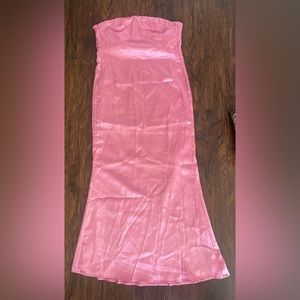 Pink, silk, strapless dress